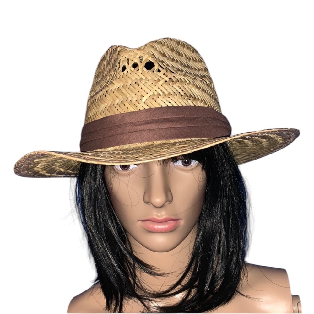 Original Panama Jack Stylish Straw Fedora Hat with Brown Band Size L/XL